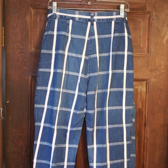 VINTAGE 70s PLAID HIGH WAISTED,NARROW ANKLE JEANS! - Picture 5 of 7